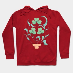 Botanical Elegance: Clothing Collection featuring Three-Leaf Clover in a Pot Hoodie